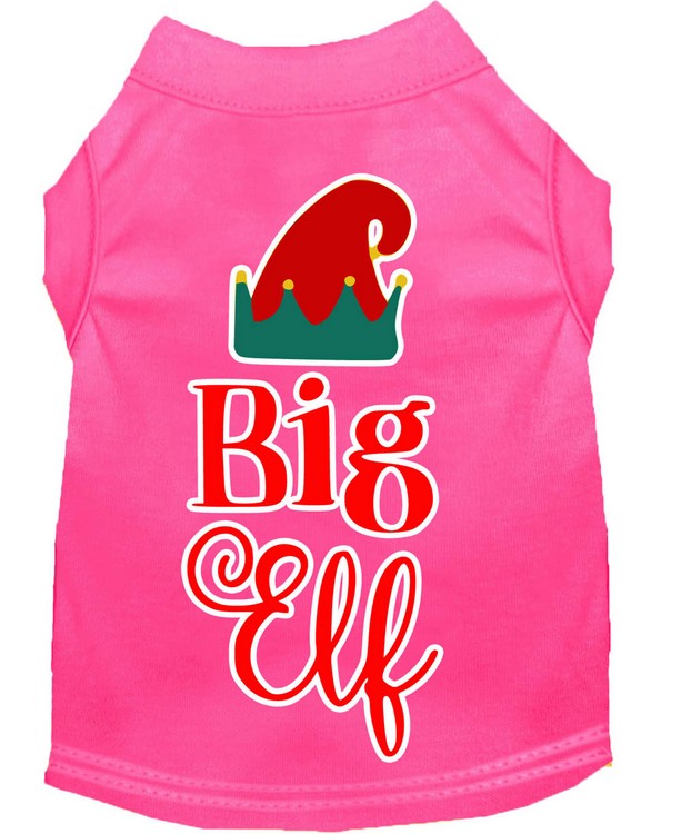 Big Elf Screen Print Dog Shirt Bright Pink XS